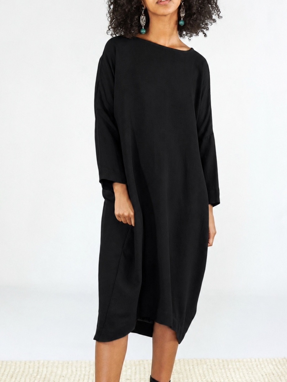 Black Crane Bud Dress in black and size L